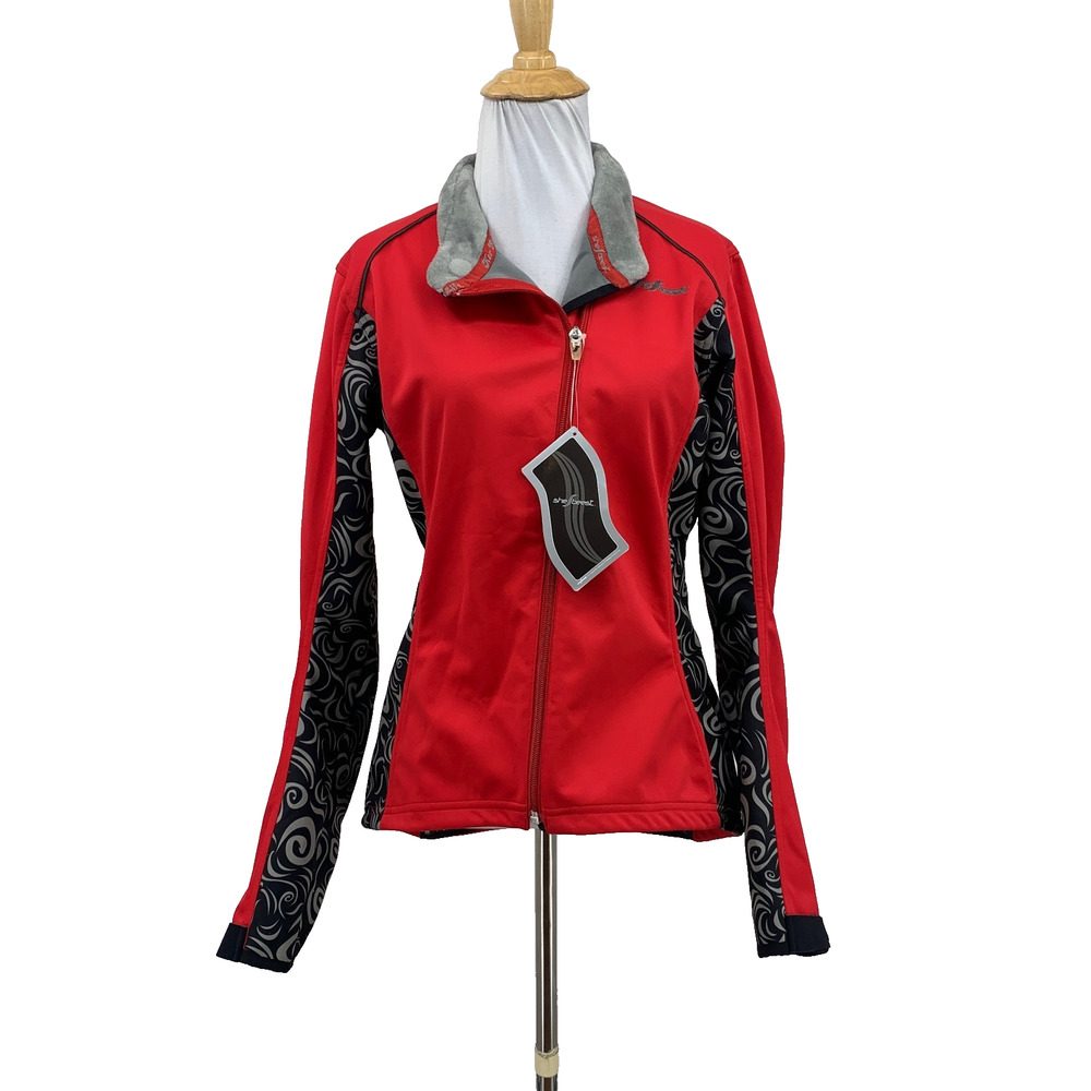 Shebeest Jacket Womens M Medium Multi Asym Zip High Neck Fleece Lined Cycling